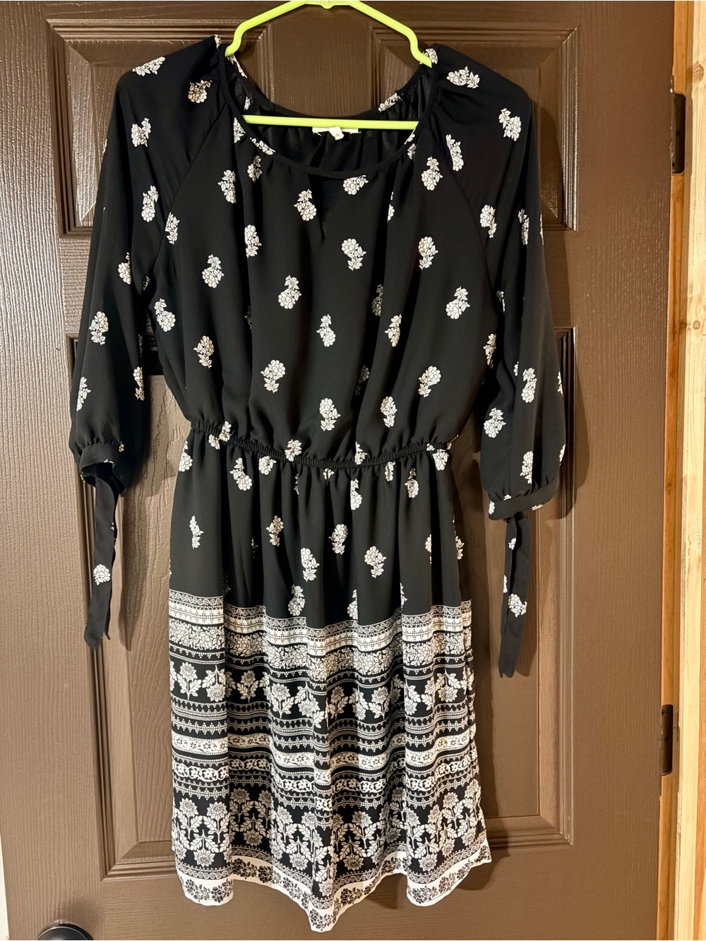 Maurices Black and White Long Sleeve Printed Dress